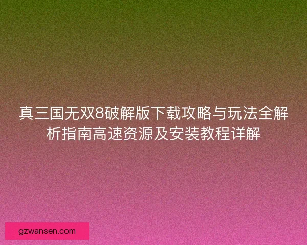 真三国无双8破解版下载攻略与玩法全解析指南高速资源及安装教程详解